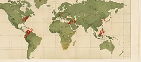 Vintage world map of chile regions
