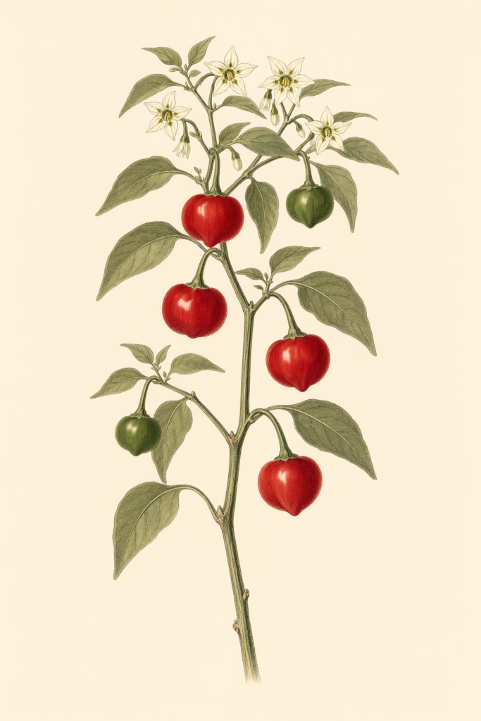 Aji Cereza botanical illustration