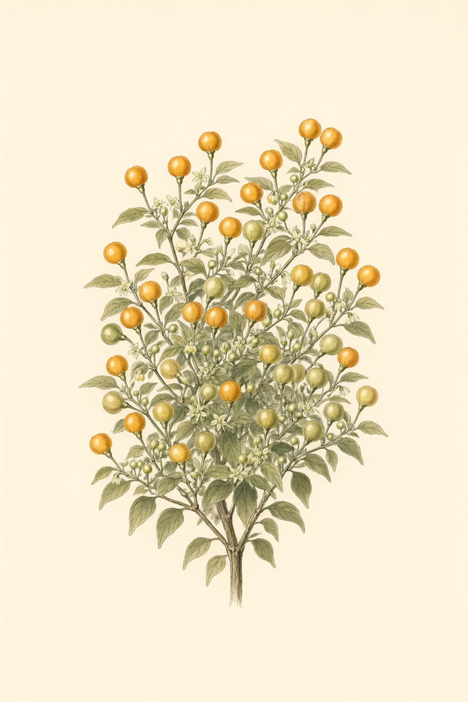 Ají charapita botanical illustration