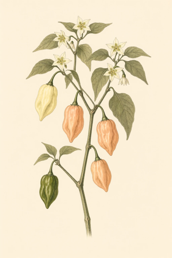 Aji Habanero botanical illustration