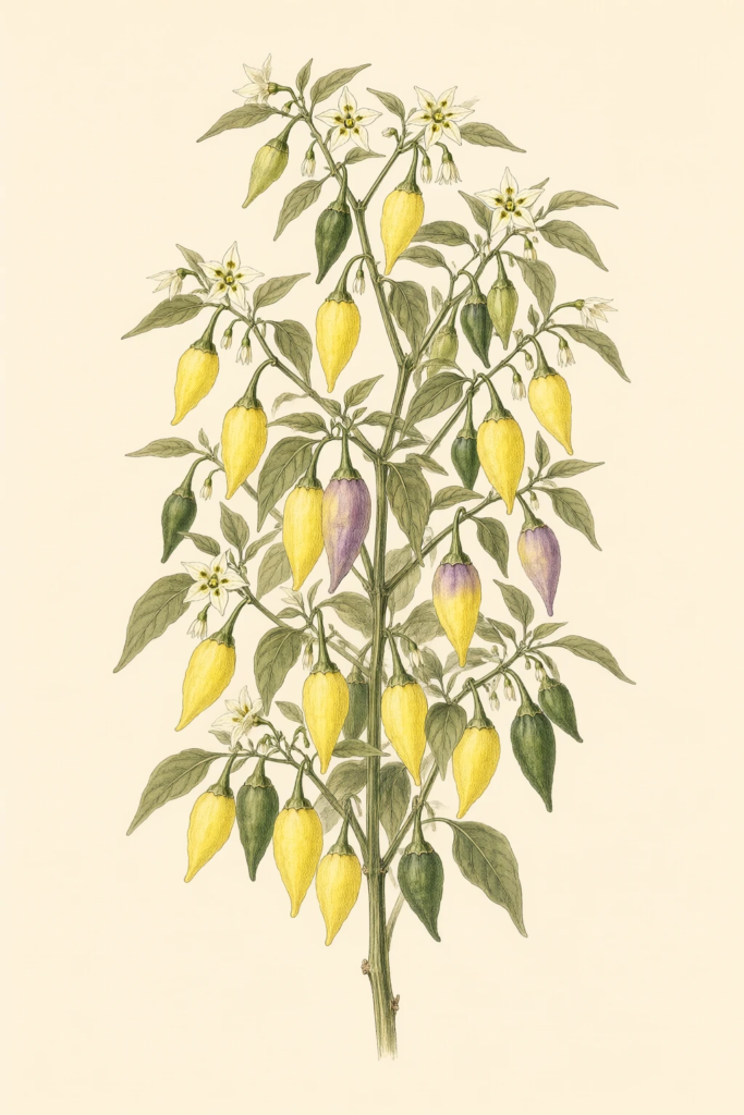 Ají Limón / Lemon Drop botanical illustration