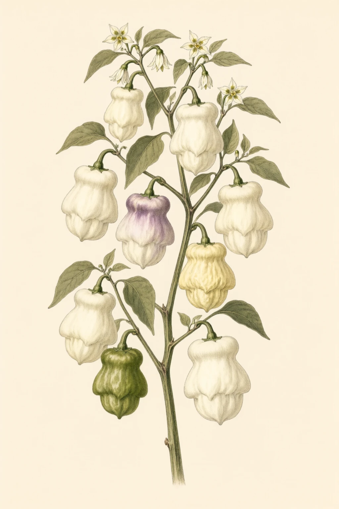 Aji White Fantasy botanical illustration