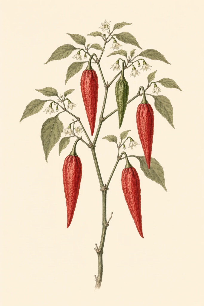 Bhut Jolokia botanical illustration