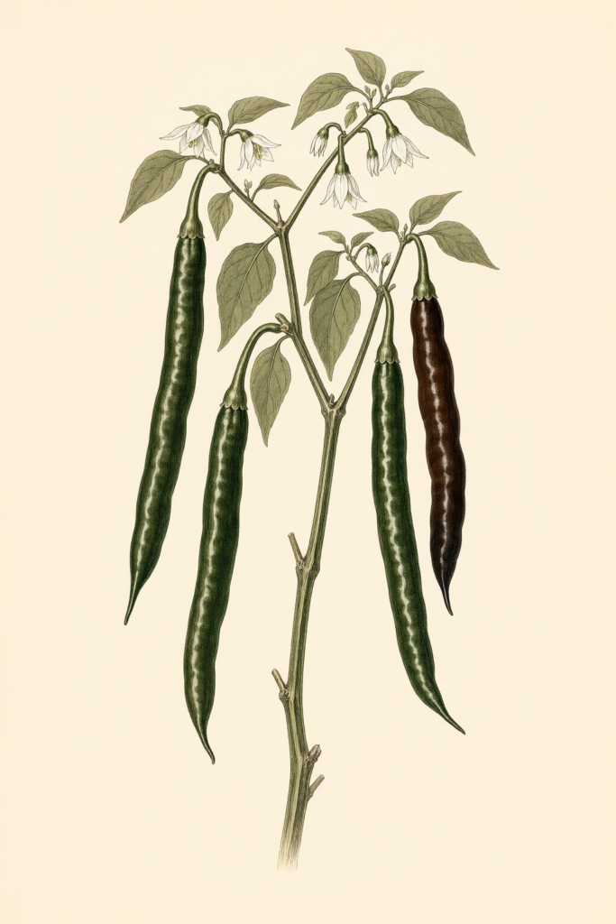 Chilaca botanical illustration