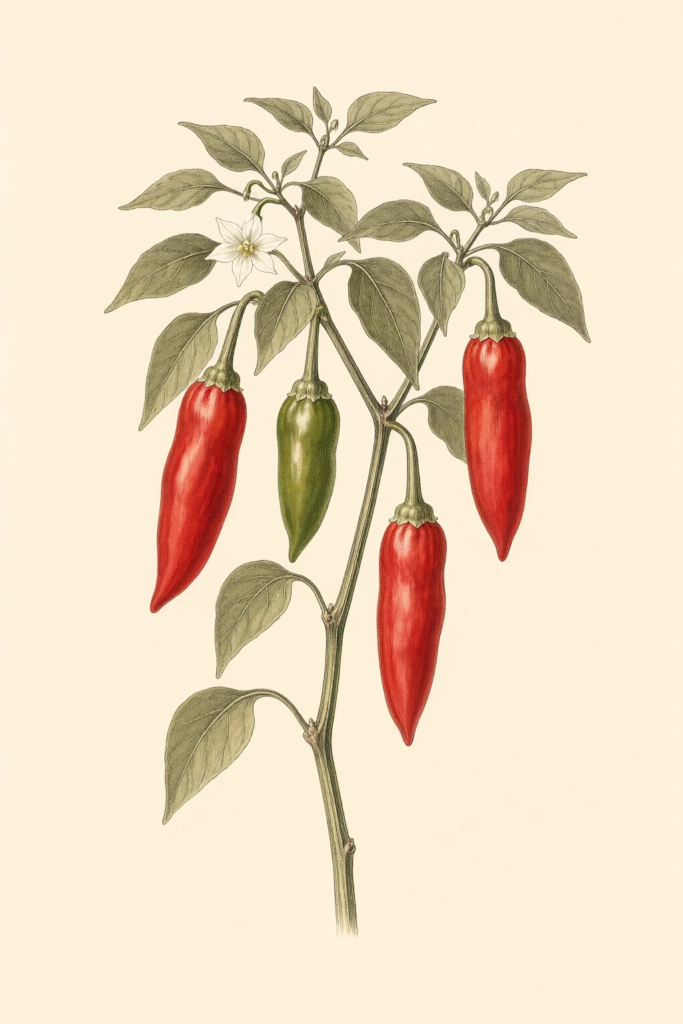 Espelette botanical illustration