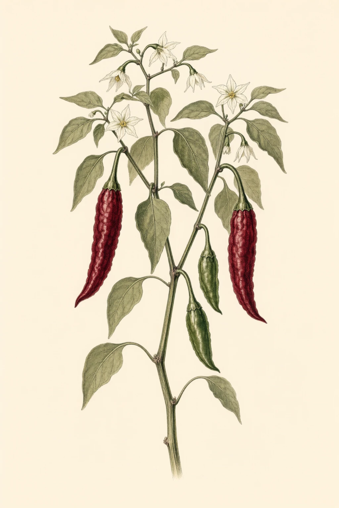 Ghostly Jalapeño botanical illustration