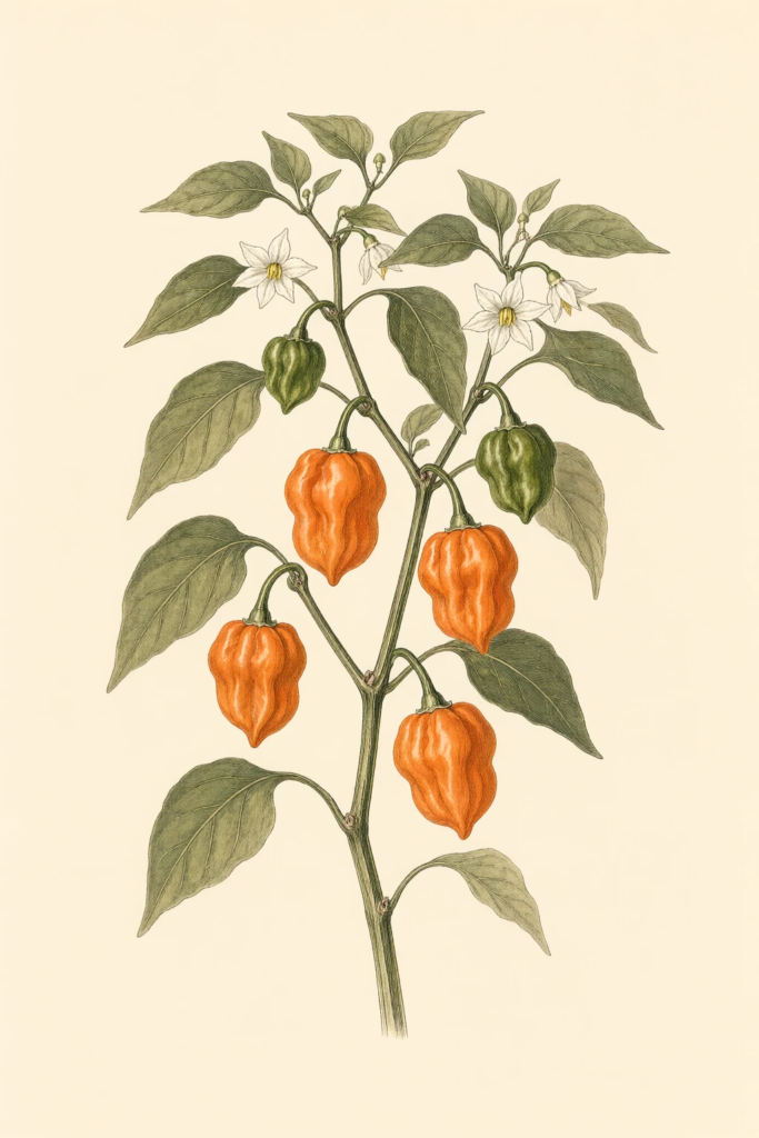 Habanero botanical illustration