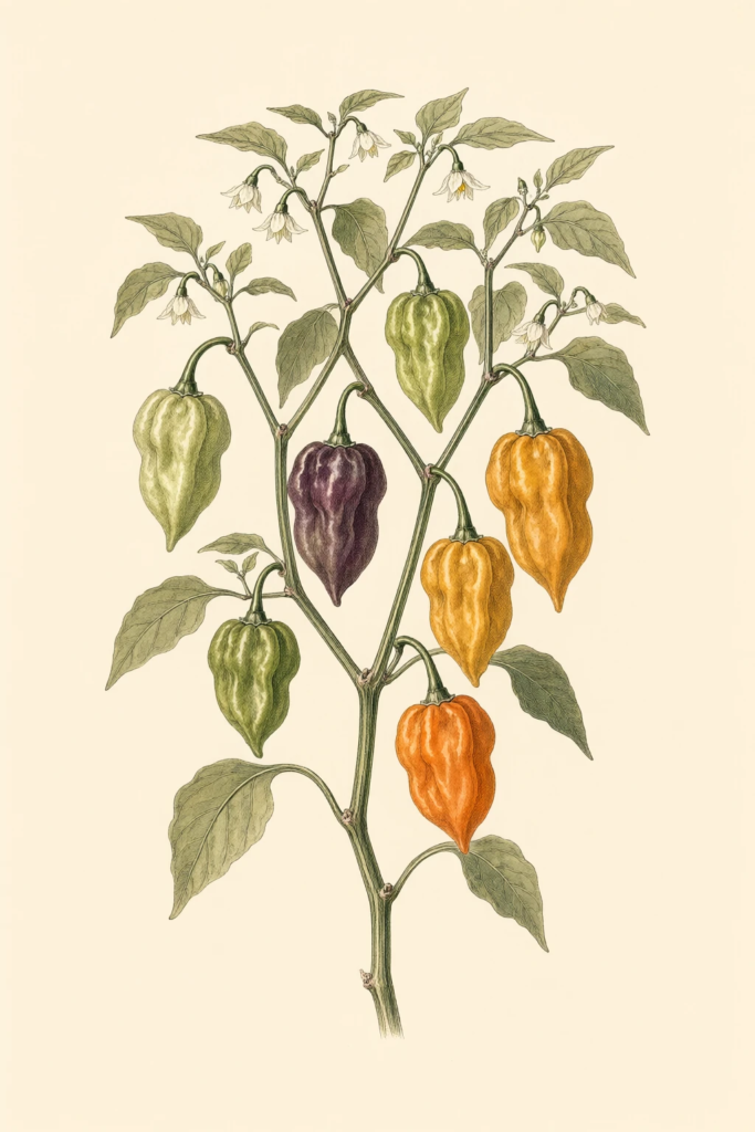 Habanero Mustard botanical illustration