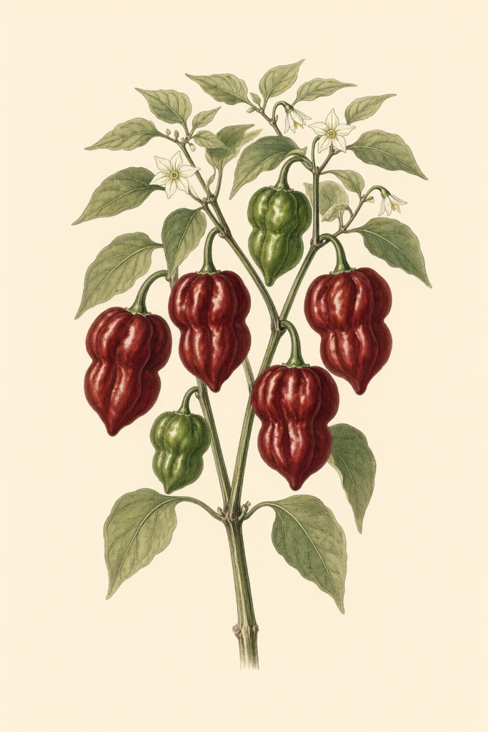Habanero Roulette F1 botanical illustration