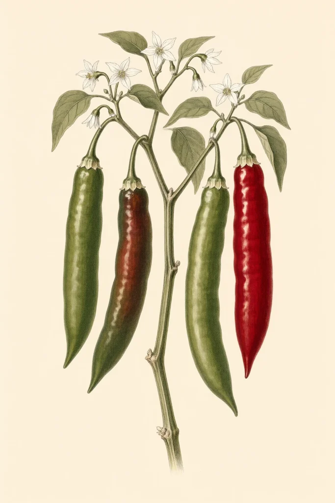New Mexico Chile Pod Type botanical illustration