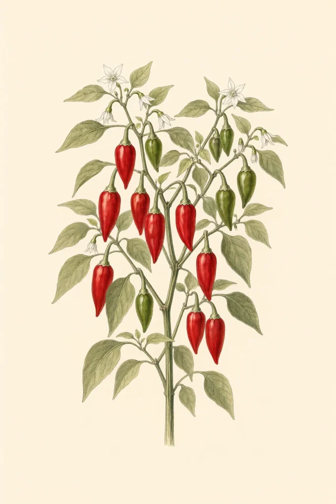Piment de Bresse botanical illustration