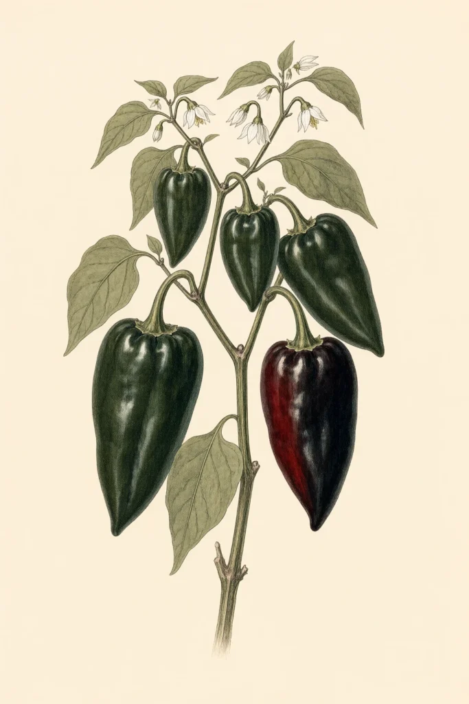 Poblano botanical illustration