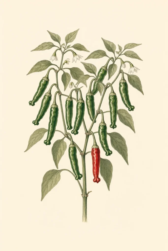 Shishito botanical illustration