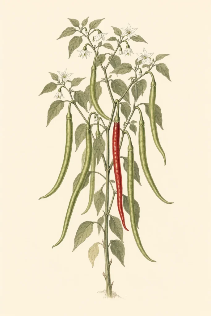 Sivri Biber botanical illustration