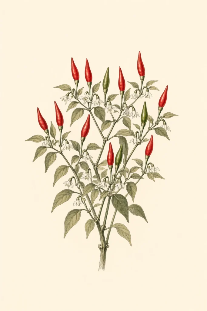Thai Bird’s Eye botanical illustration
