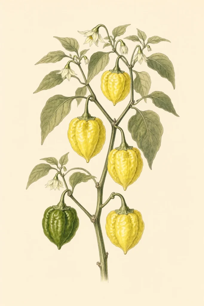 Trinidad Scorpion Yellow botanical illustration